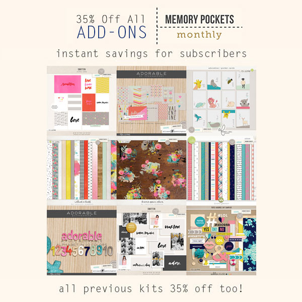 Memory Pockets Monthly February Collection ADORE add-ons