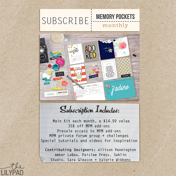 Memory Pocket Monthly is a monthly pocket scrapbooking subscription at the Lilypad