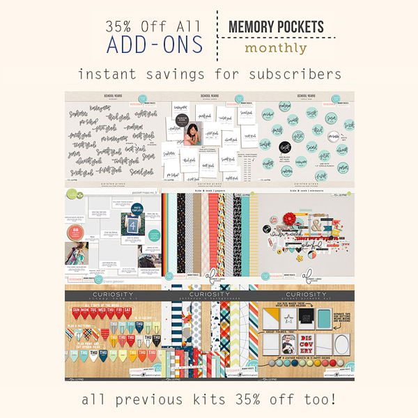 Add-ons available for the August 2016 Memory Pockets Monthly Collection DISCOVER