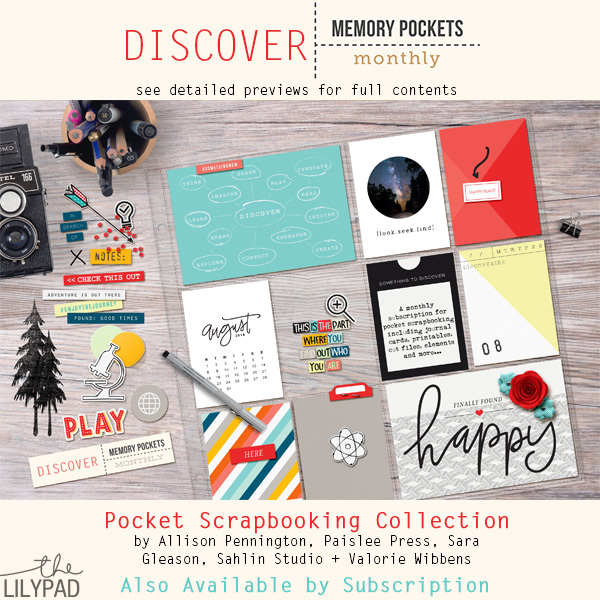 The August 2016 Memory Pockets Monthly Collection DISCOVER at the Lilypad