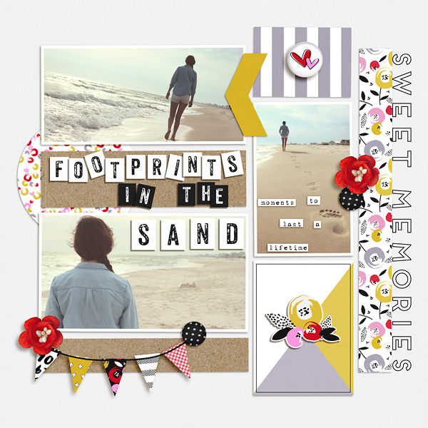 Footprints in the Sand by EllenT at the Lilypad using products from the Memory Pockets Monthly September 2016 Collection AGENDA