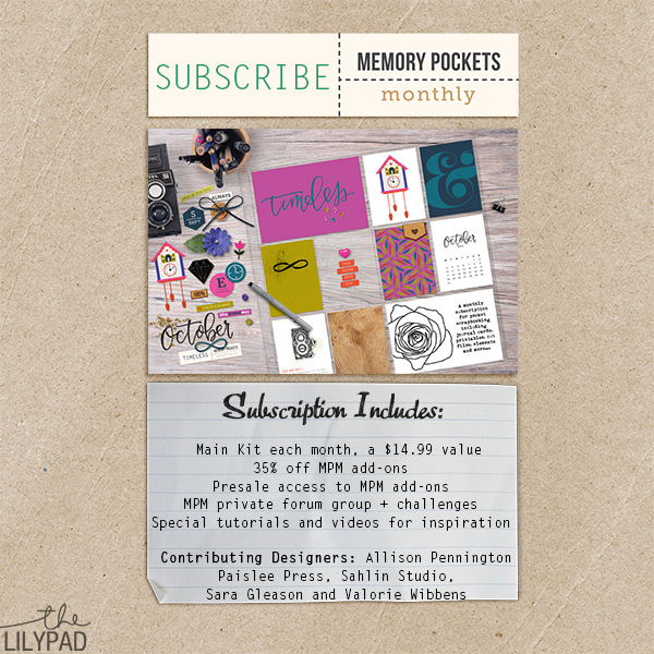 Memory Pockets Monthly pocket scrapbooking subscription at the Lilypad