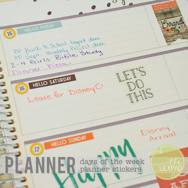 Brushstroke Days of the Week Planner Stickers in Mix Tape