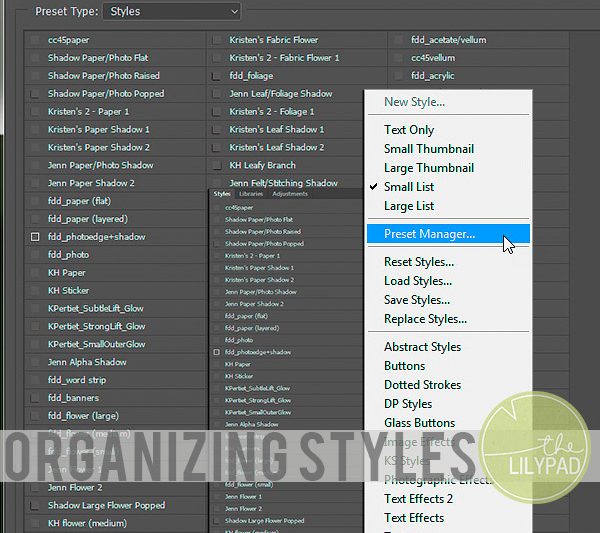 Organizing Styles in Photoshop and PSE