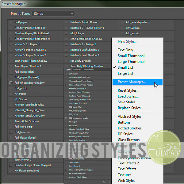 Organizing Styles in Photoshop and PSE