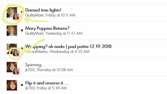 Screenshot of topics in forum
