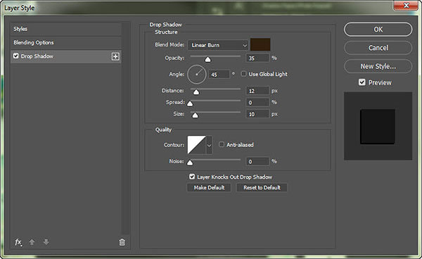 Drop Shadow Settings