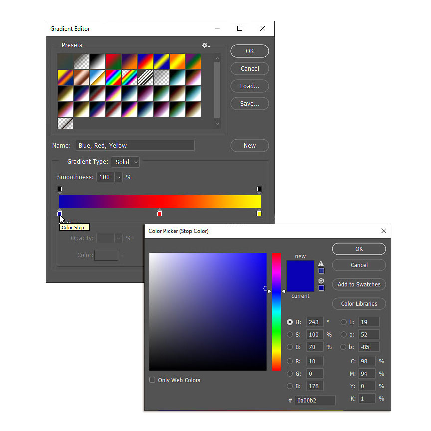 Gradient Editor Color Selection