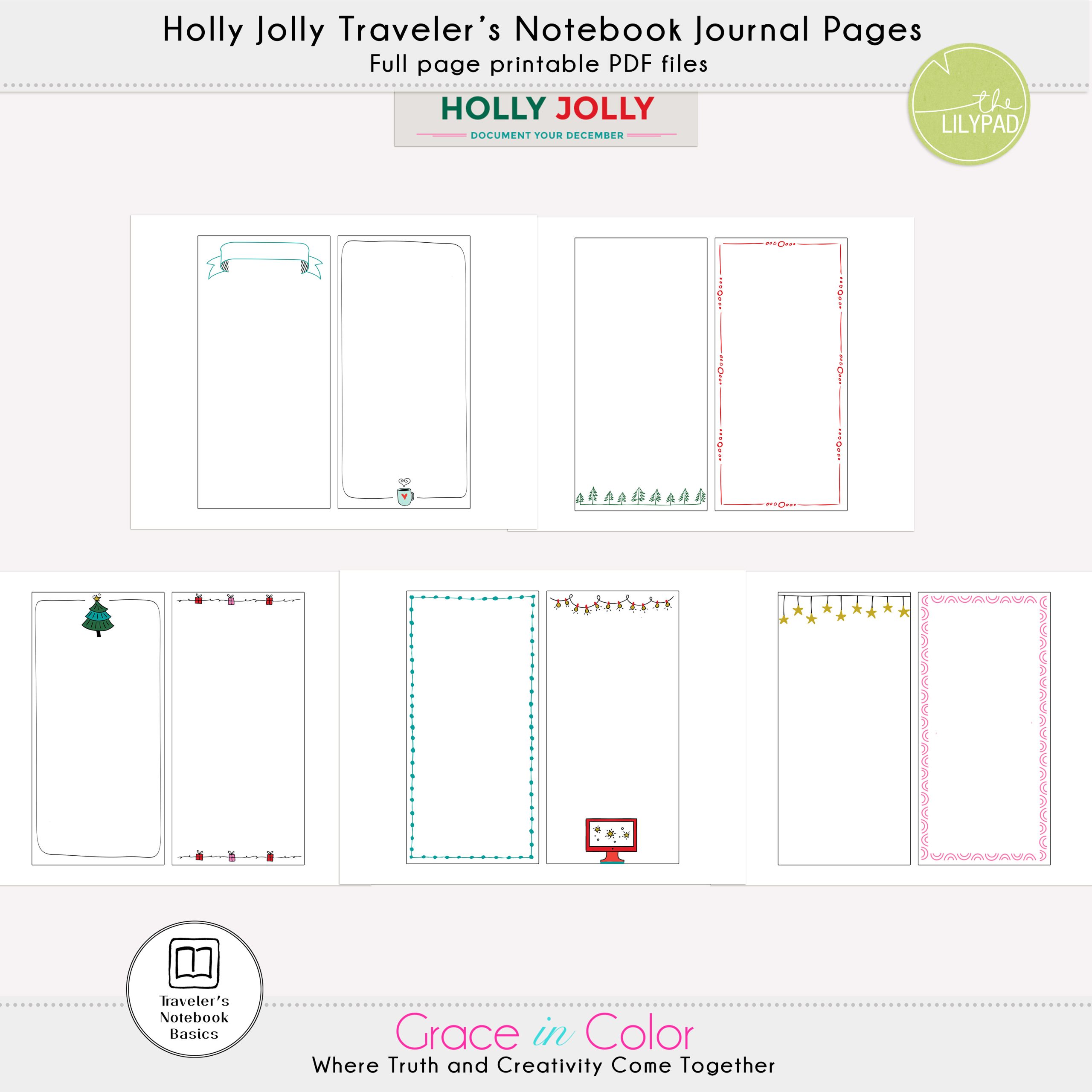 Holly Jolly Travelers Notebook Journal Pages