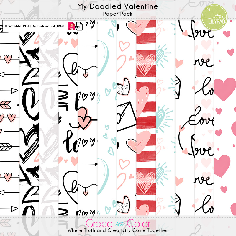 Doodled Valentine Papers