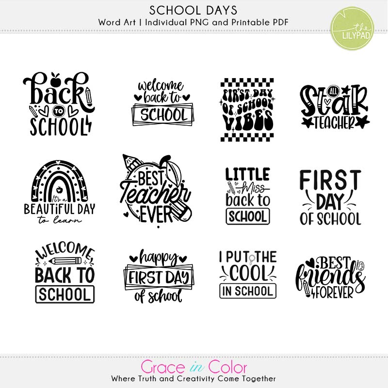 School Days Word Art