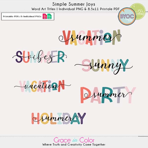 Simple Summer Joys Word Art
