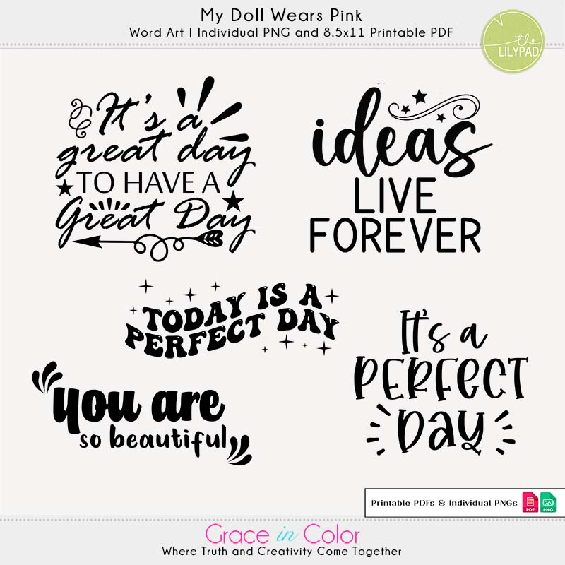 My Doll Wears Pink Word Art