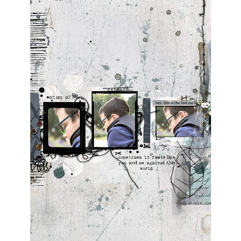 Hear My Voice: 16 - Hiding | Mixed Media Digital Scrapbooking Paper Pack - Image 9