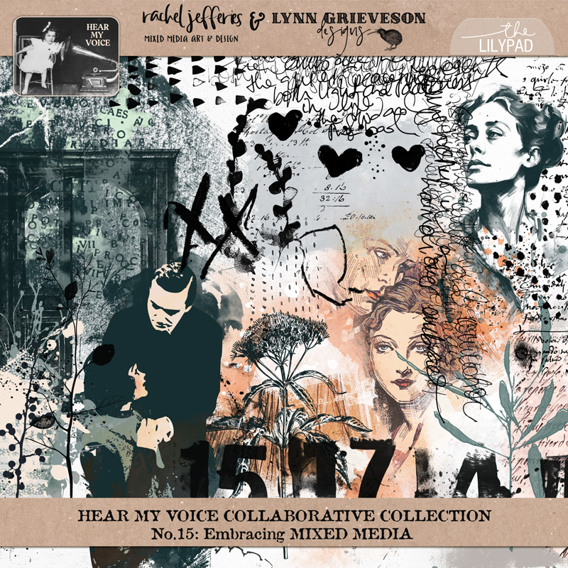 Hear My Voice: 15 - Embracing | Mixed Media Digital Scrapbooking Elements