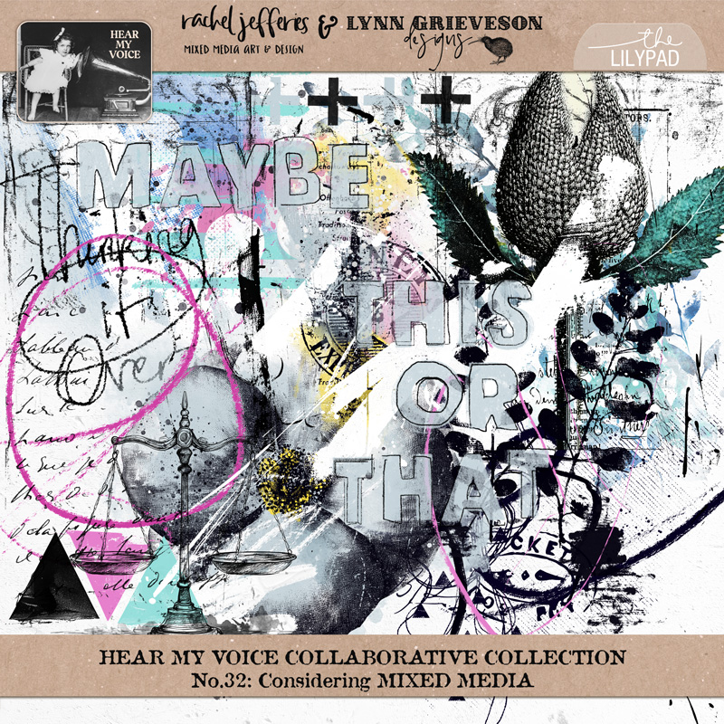 Hear My Voice: 32 - Considering | Mixed Media Digital Scrapbooking Elements