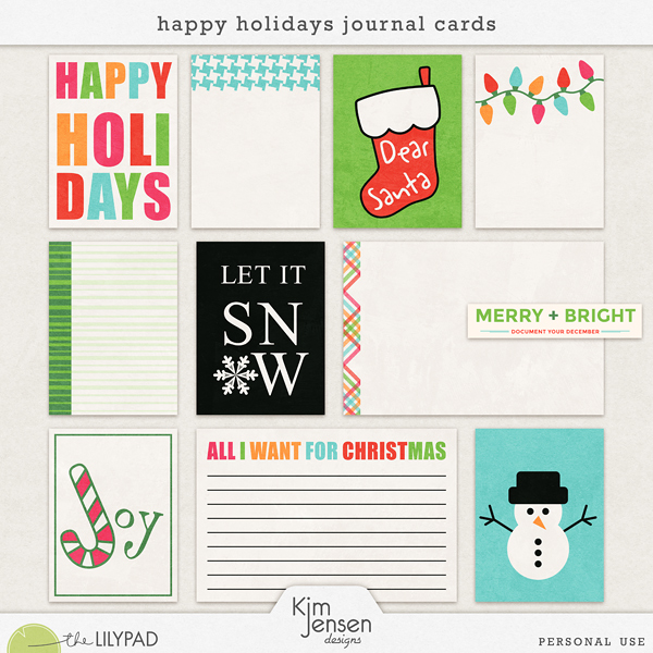 Happy Holidays Journal Cards
