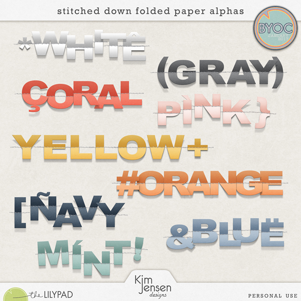 Stitched Down Folded Paper Alphas