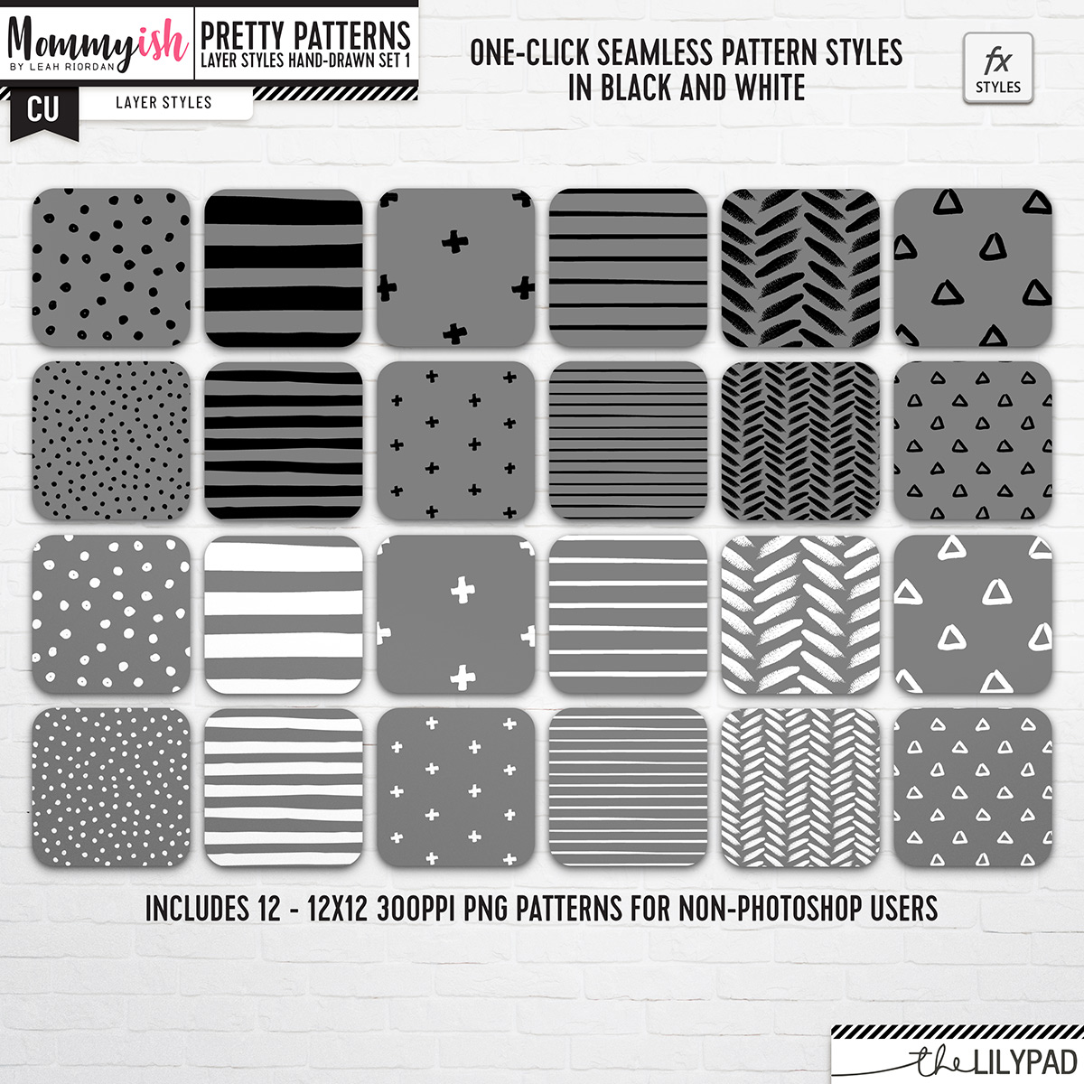 CU/PU - Pretty Patterns Layer Styles Hand-drawn Set 1