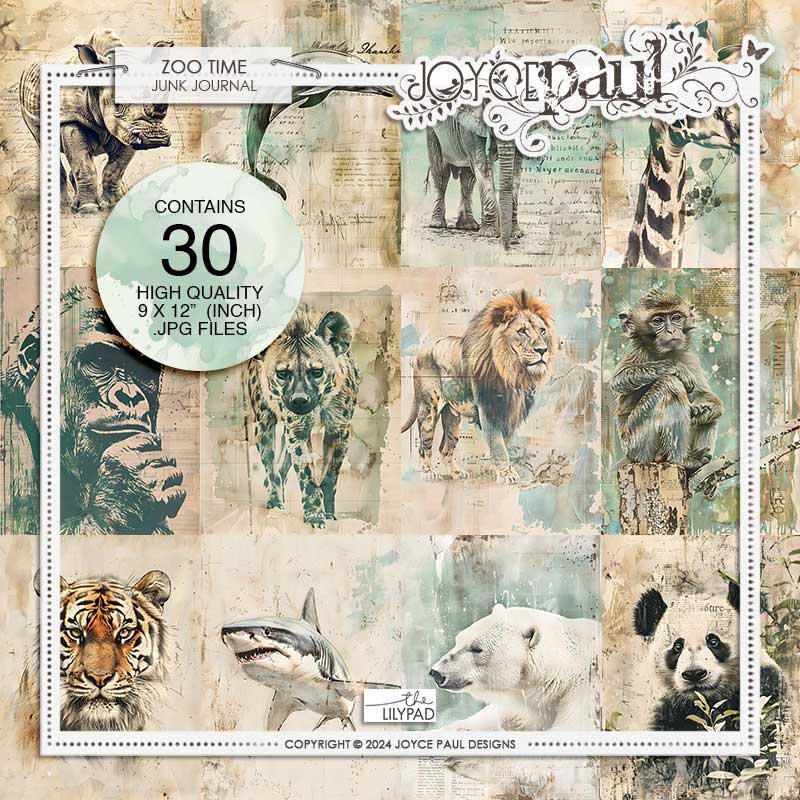 Zoo Time - Junk Journal Papers by Joyce Paul
