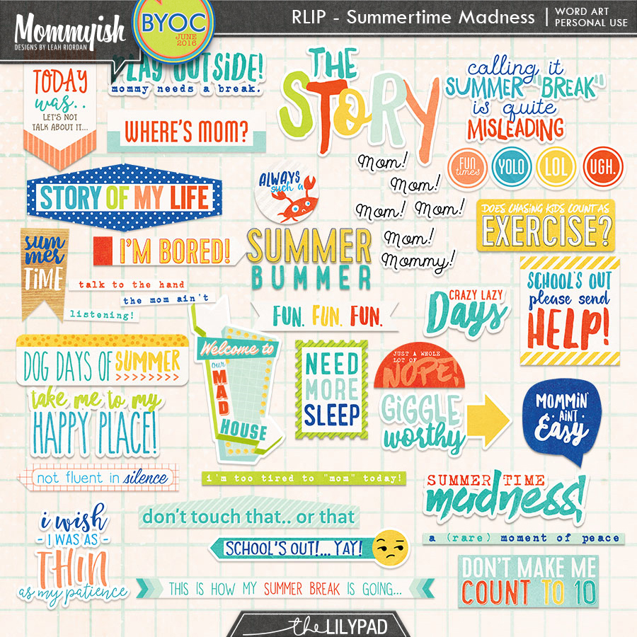 Real Life In Pockets Summertime Madness Word Art