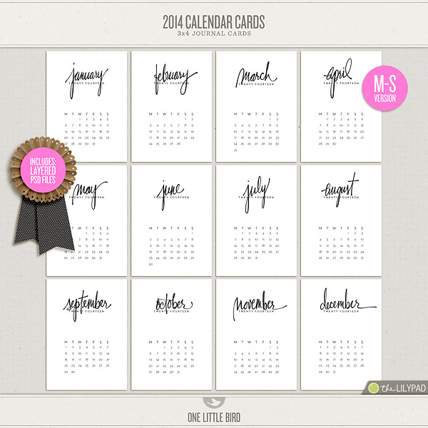 2014 Calendar Cards (M-S Version)