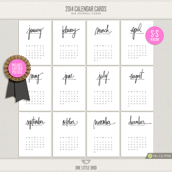 2014 Calendar Cards (S-S Version)