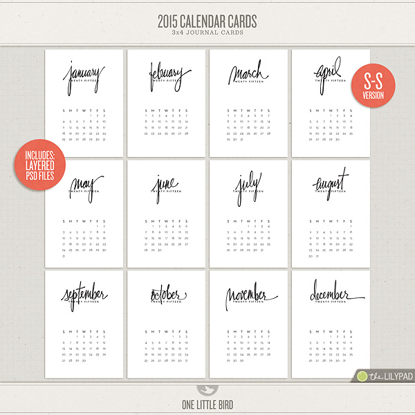 2015 Calendar Cards (S-S Version)
