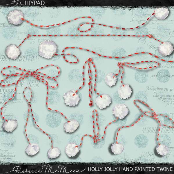 Holly Jolly Bakers Twine Pom Poms (100% Hand-painted!)