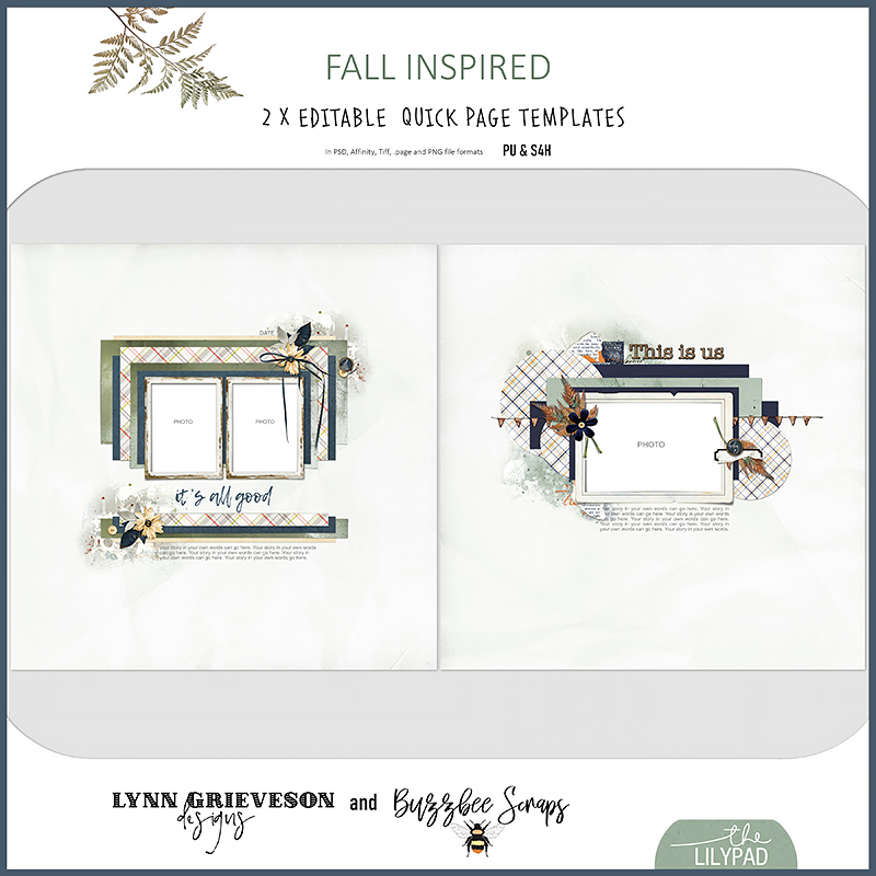 Fall Inspired templates by Buzzbee Scraps and Lynn Grieveson
