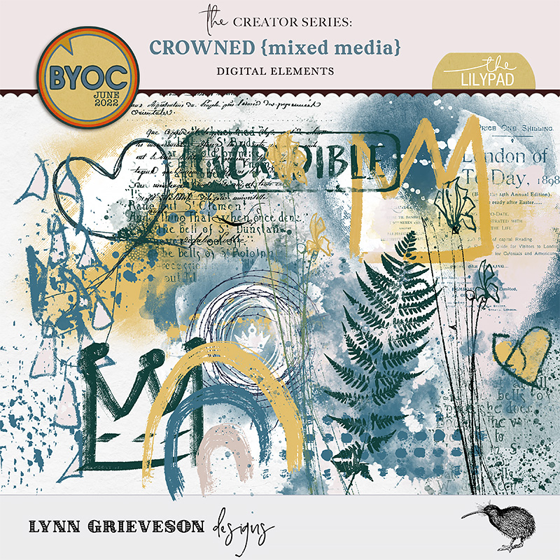 Crowned Digital Scrapbooking Mixed Media Elements by Lynn Grieveson