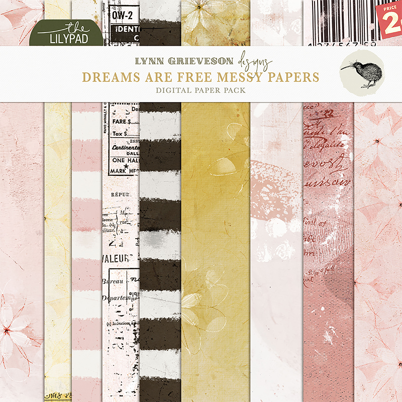 Dreams Are Free Digital Scrapbooking Messy Paper Pack