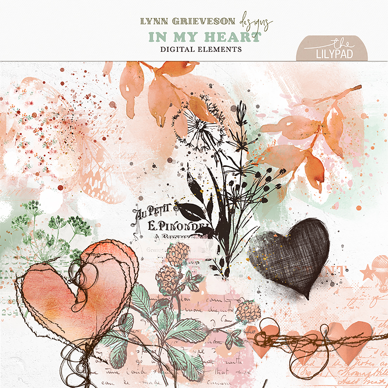 In My Heart digital scrapbooking mixed media by Lynn Grieveson