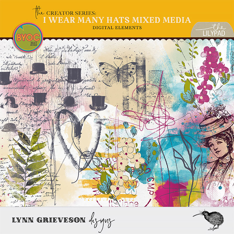 I Wear Many Hats Mixed Media Elements
