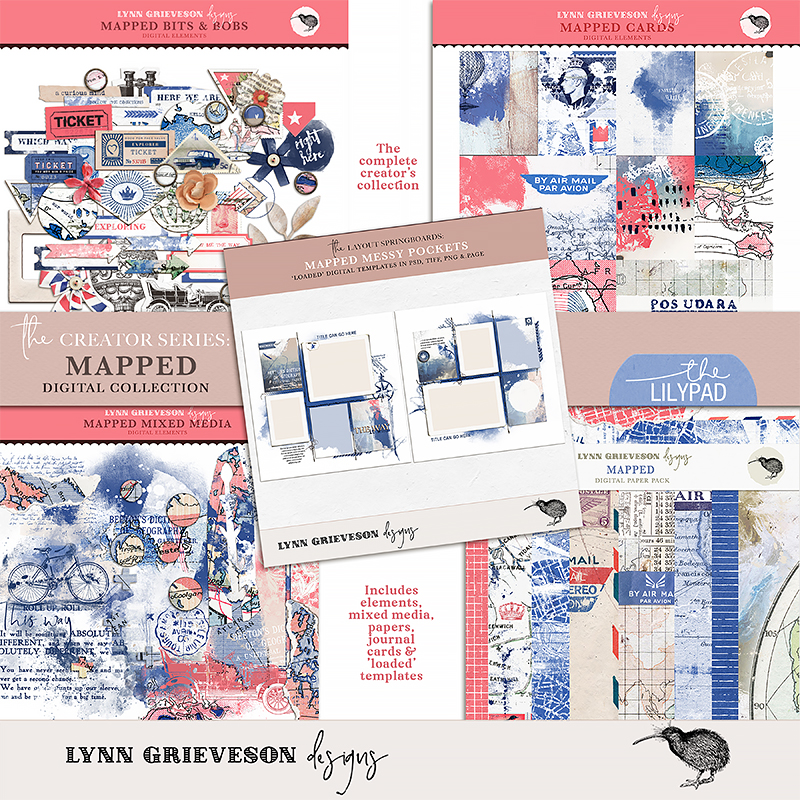 Mapped Digital Scrapbooking Collection by Lynn Grieveson