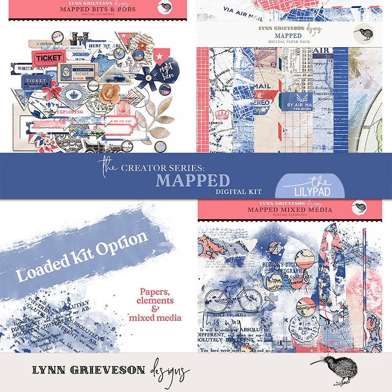 Mapped Digital Scrapbooking Kit by Lynn Grieveson