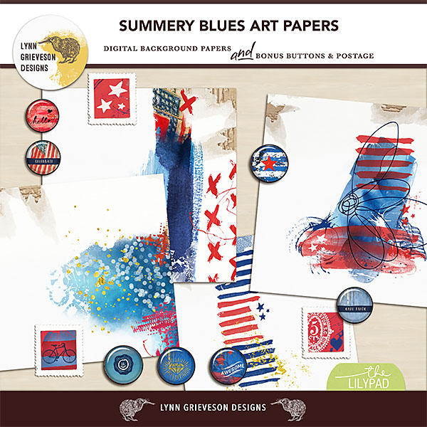 Summery Blues Art Papers and Extras
