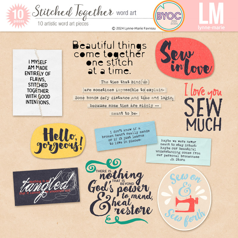 Stitched Together wordart