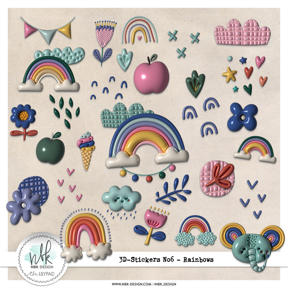 3D-Stickers #06 {Rainbows}