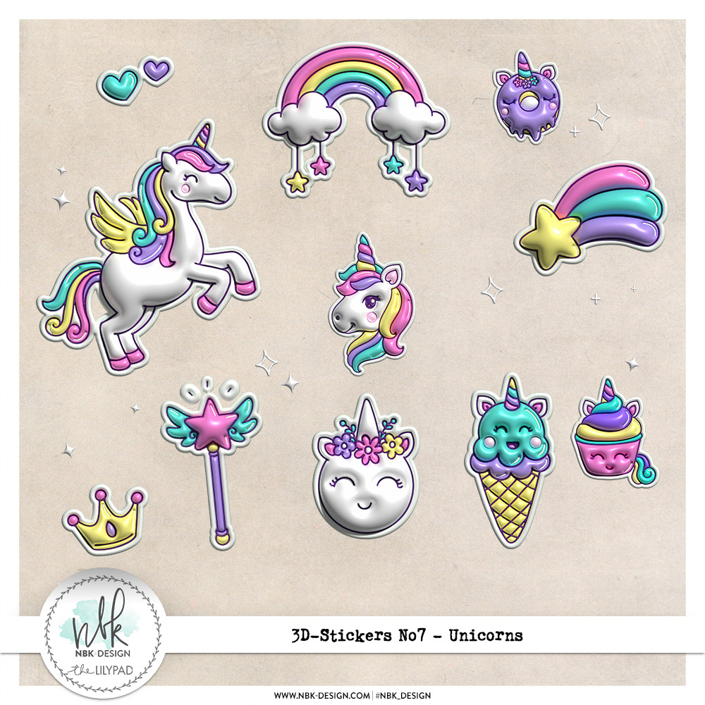 3D-Stickers #01 {Puffy Clouds}