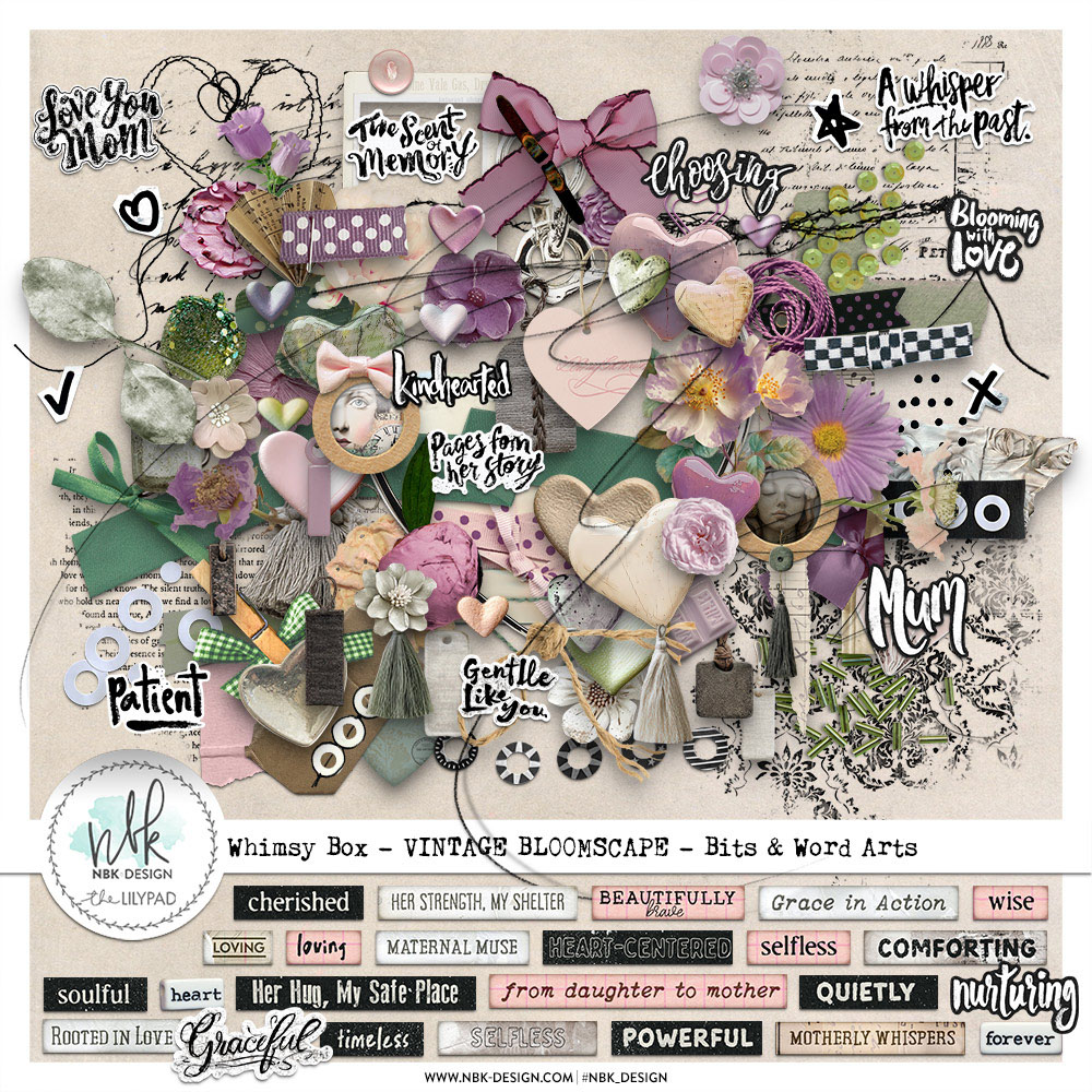 Vintage Bloomscape {Bits + Word Arts}