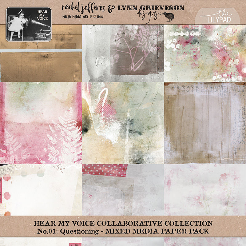 Hear My Voice: 01 - Questioning | Mixed Media Digital Scrapbooking Paper Pack
