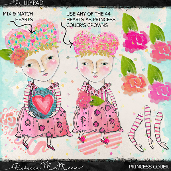 Watercolor Color Hearts & Bonus! Princess Couer - Image 2