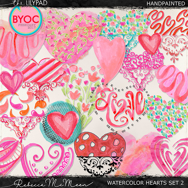 Watercolor Color Hearts & Bonus! Princess Couer - Image 4