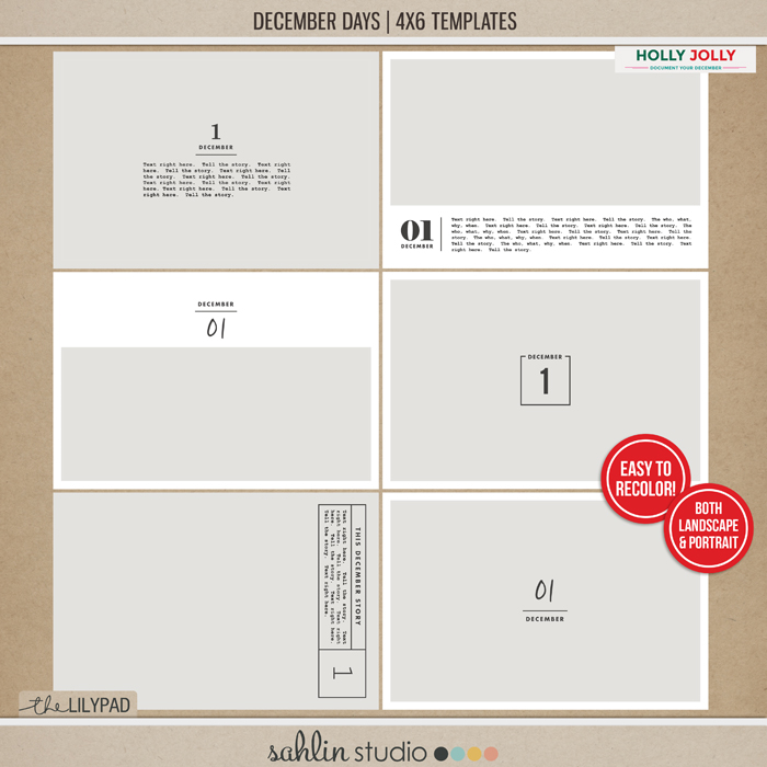 December Days 4x6 Templates