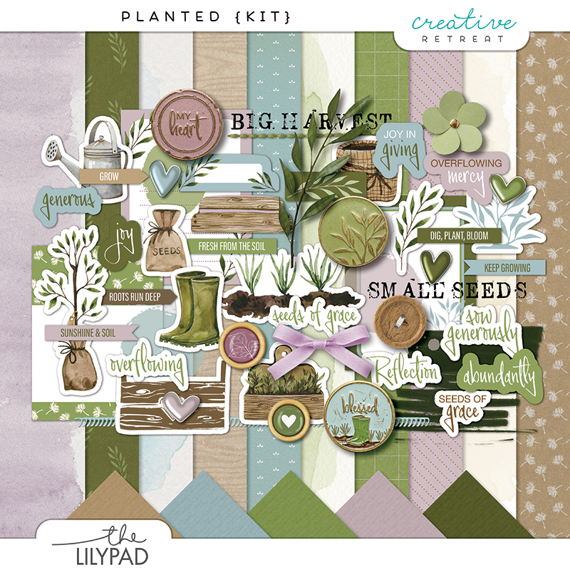 bible journaling digital kit with growth and grace phrases