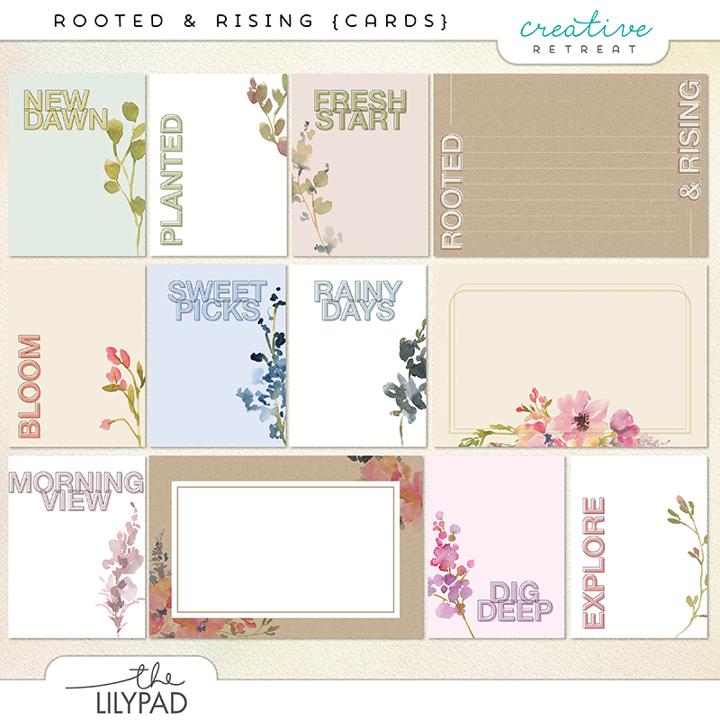 Pastel botanical journaling cards for scrapbooking and memory keeping