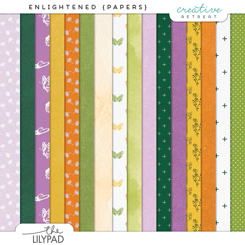 Faith-inspired digital scrapbooking papers with vibrant colors, delicate florals, and butterflies for Bible journaling and creative memory keeping.