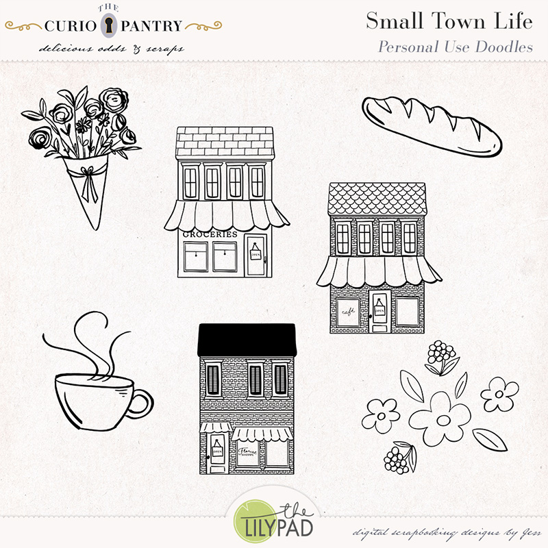 The Curio Pantry Small Town Life PU Doodles