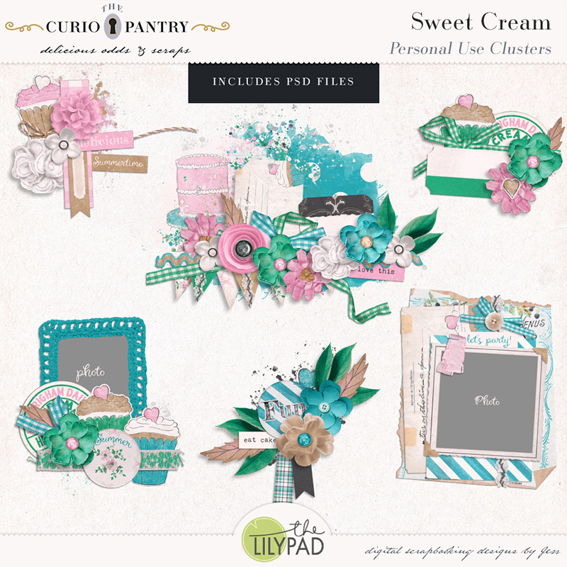 The Curio Pantry Sweet Cream PU Clusters - includes PSD files